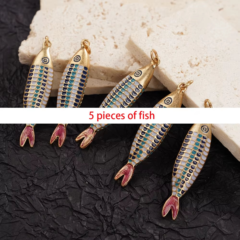 Cute Enamel Mermaid Necklace Fish Charm Pendant for Girls Women Ocean Animals Jewelry Gifts Charms Mermaid Accessories ﻿