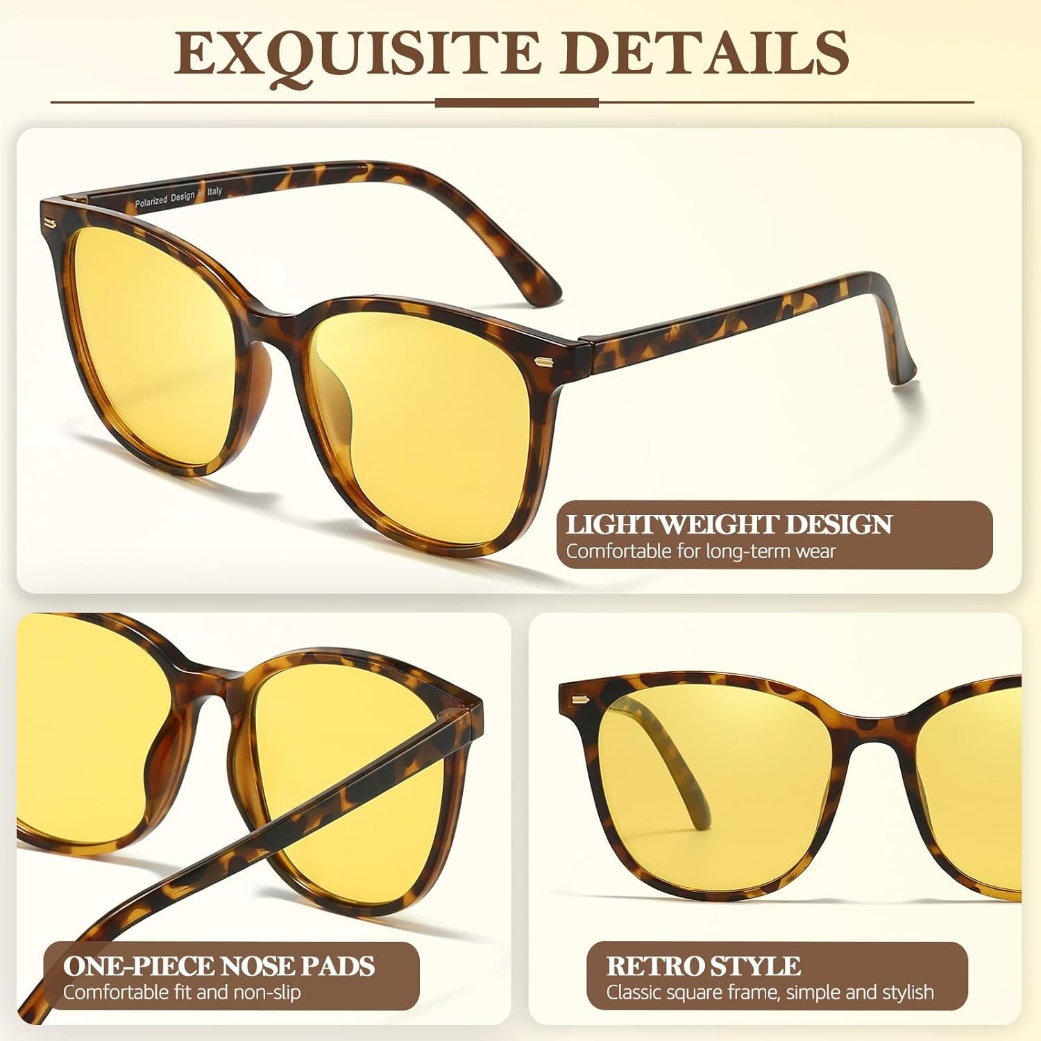 2 Pack Night Vision Glasses for Women Men, Polarized Night Driving Glasses Anti-Glare and Enhance Vision at Night 1851