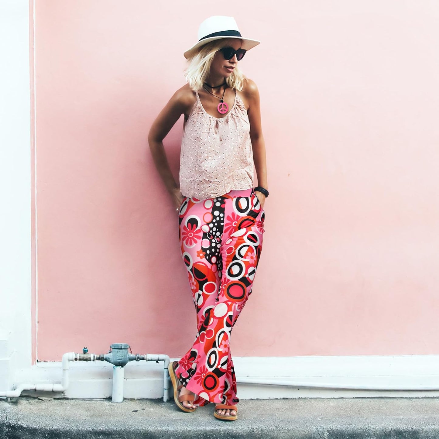 60S 70S Women Hippie Costume Outfits Disco Retro Flared Pants for Carnival Party Halloween