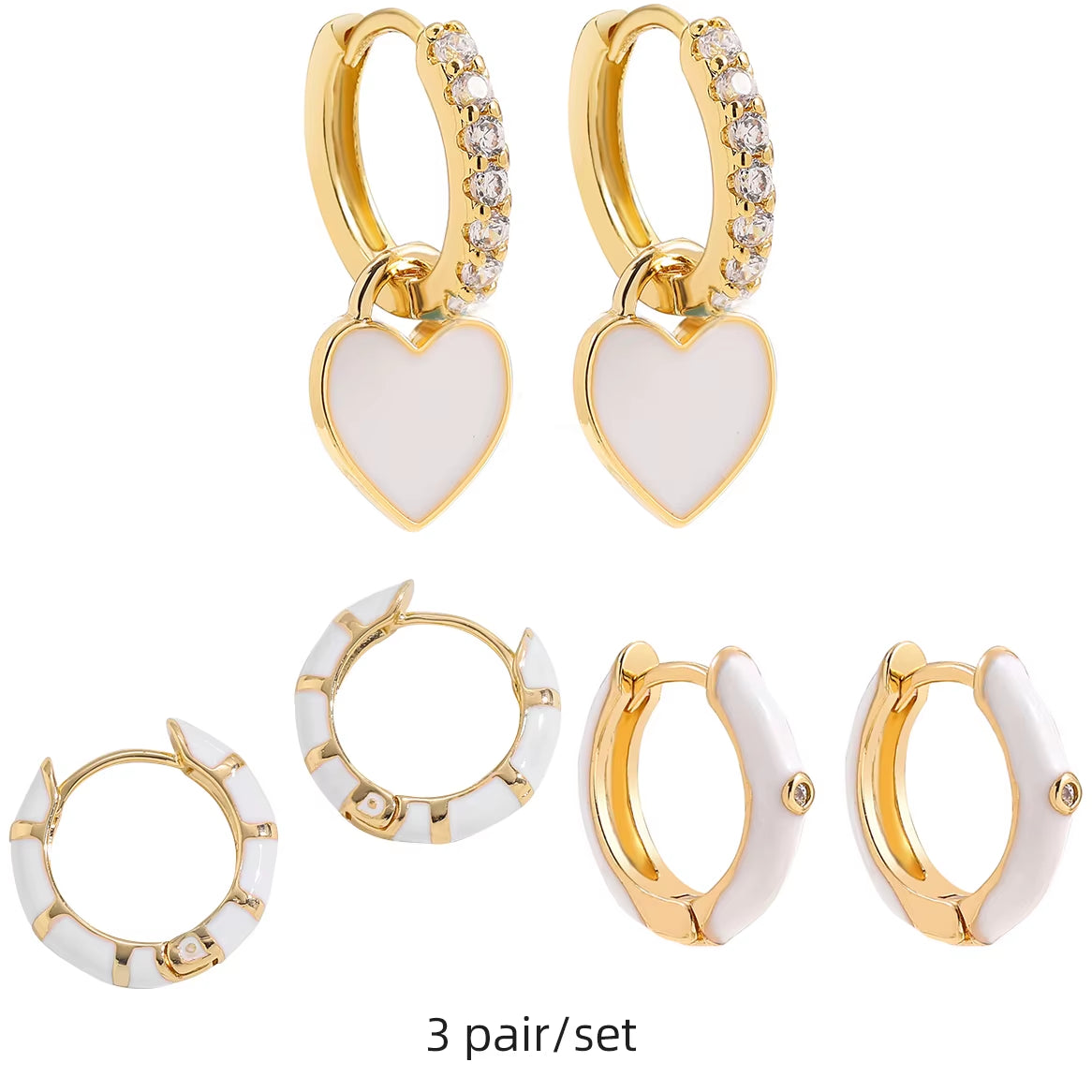 Boho Multicolor round Piercing Huggie Earrings Set for Women Girls Cute Heart Star Pendant Hoop Earring Jewelry