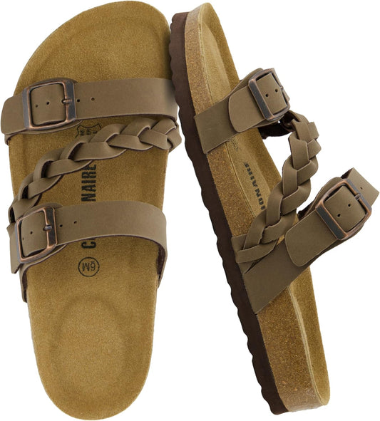 Women'S Lizzy Cork Footbed Sandal - Comfortable, Adjustable Straps, Arch Support, Wide Widths Available, Boho Chic Summer Slides