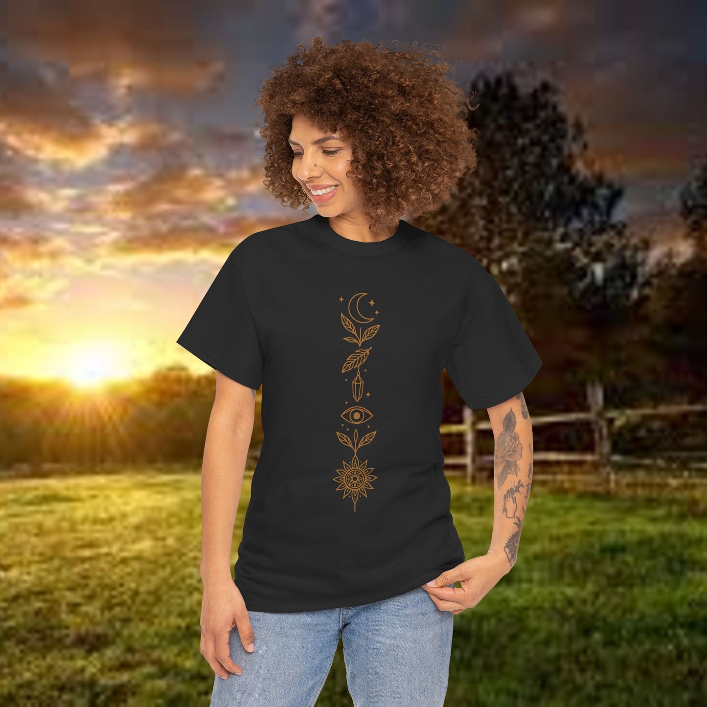 Boho Tee -Celestial Totem Alignment Design