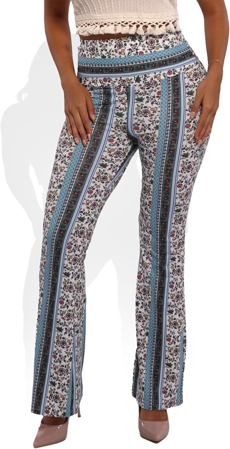 Womens Flare Palazzo Pants Casual Boho Bell Bottoms Wide Leg Buttery Soft Bottoms