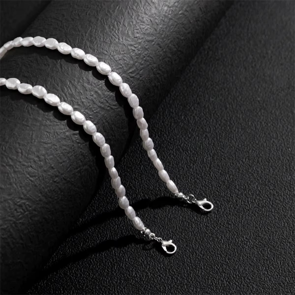 Boho Handmade Imitation-Pearl Chain Necklace Bracelet for Men Trendy Vintage Clavicle Chain on Neck Jewelry Set New Steampunk