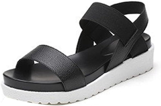 Women Shoes, Women'S Summer PU Sandals Peep Toe Low Shoes Roman Sandals Ladies Flip Flops Platform Shoes (US:9.5, Black)