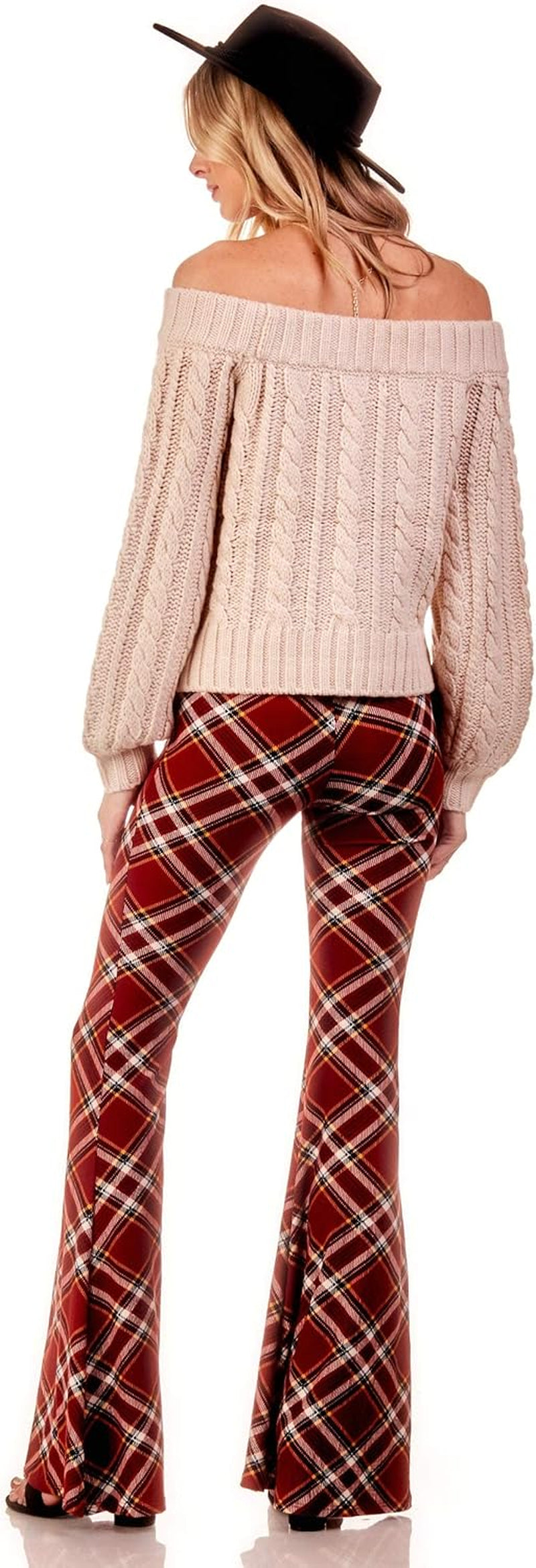 Boho Flare Pants, Elastic Waist, Wide Leg Pants for Women, Solid & Printed, Stretchy and Soft