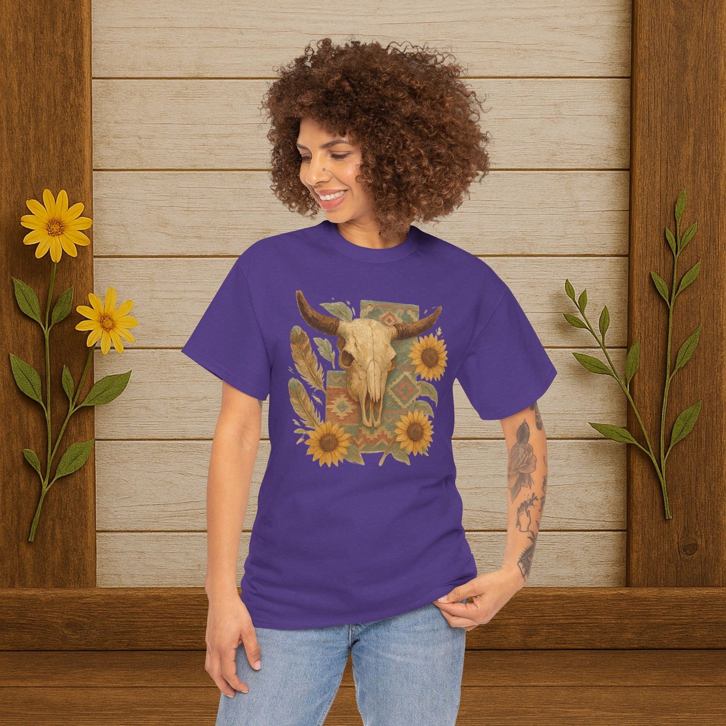 Boho Floral Tee - Unisex Heavy Cotton