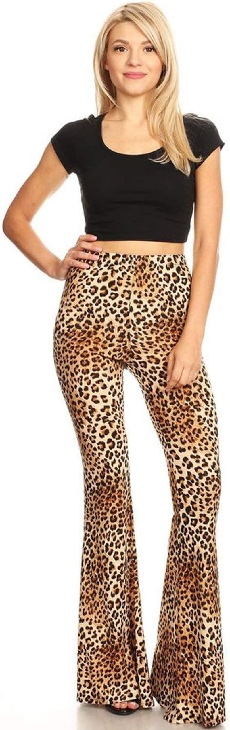 Boho Flare Pants, Elastic Waist, Wide Leg Pants for Women, Solid & Printed, Stretchy and Soft