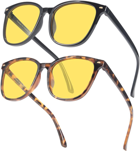 2 Pack Night Vision Glasses for Women Men, Polarized Night Driving Glasses Anti-Glare and Enhance Vision at Night 1851