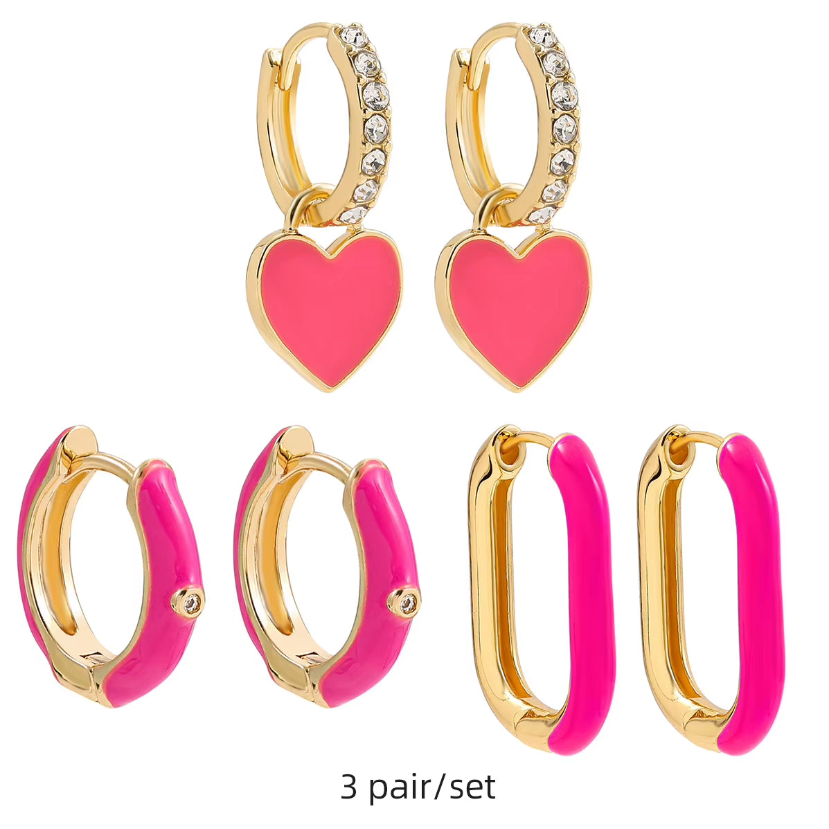 Boho Multicolor round Piercing Huggie Earrings Set for Women Girls Cute Heart Star Pendant Hoop Earring Jewelry