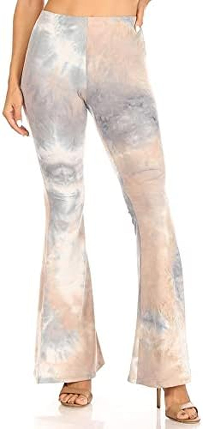 Boho Flare Pants, Elastic Waist, Wide Leg Pants for Women, Solid & Printed, Stretchy and Soft