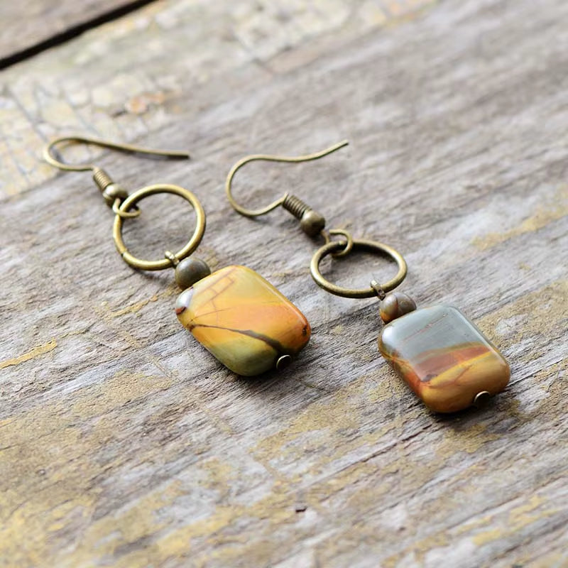 Womens Earrings Vintage Natural Stone Boho Dangle Earrings Designer Bohemian European Ethnic Jewelry Dropshipping