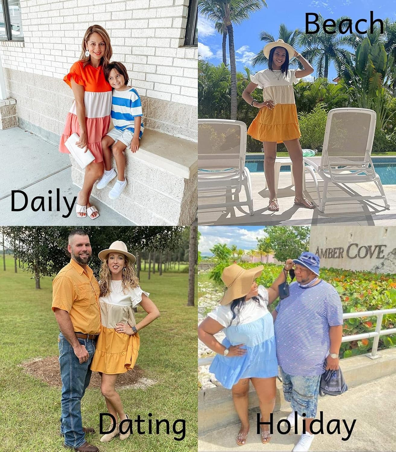 Womens Ruffles Boho Floral Printed Babydoll Loose Swing Casual Short Mini T-Shirt Dress