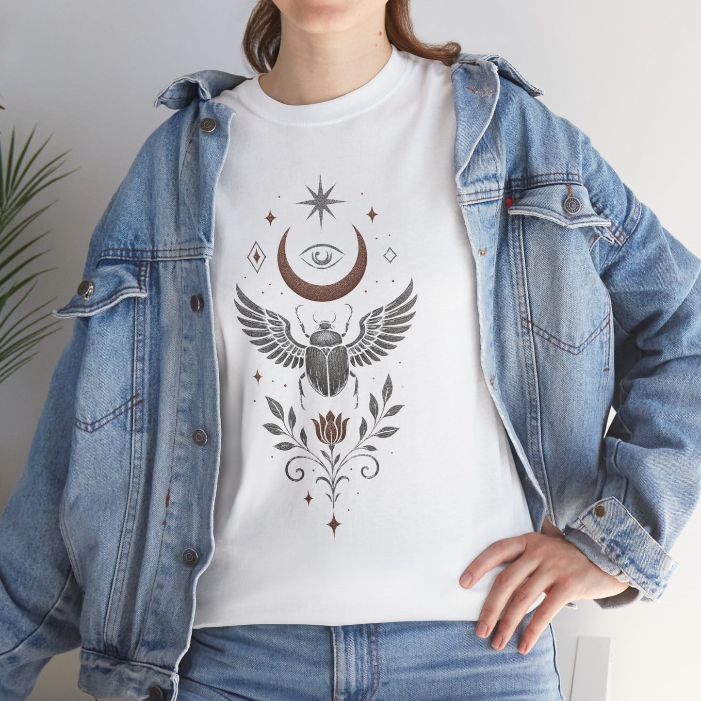 Boho Tee -Celestial Guardian: Eye of the Scarab Design