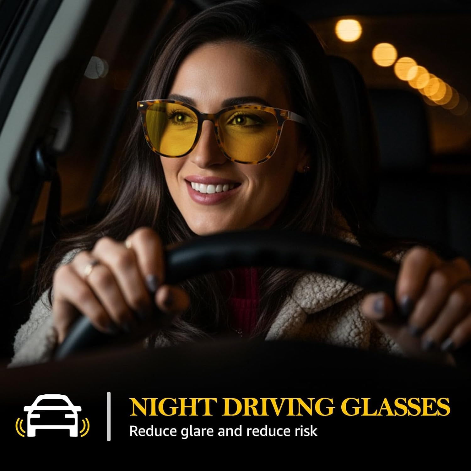 2 Pack Night Vision Glasses for Women Men, Polarized Night Driving Glasses Anti-Glare and Enhance Vision at Night 1851