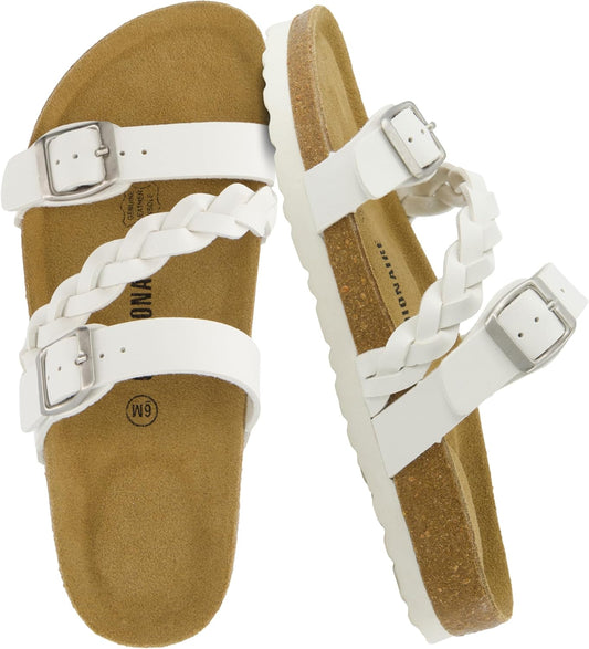 Women'S Lizzy Cork Footbed Sandal - Comfortable, Adjustable Straps, Arch Support, Wide Widths Available, Boho Chic Summer Slides