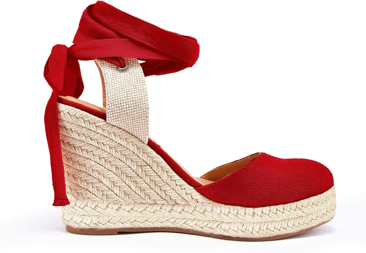 Women'S Espadrille Wedge Sandals Closed Toe Lace up Platform Ankle Wrap Summer Casual Shoes