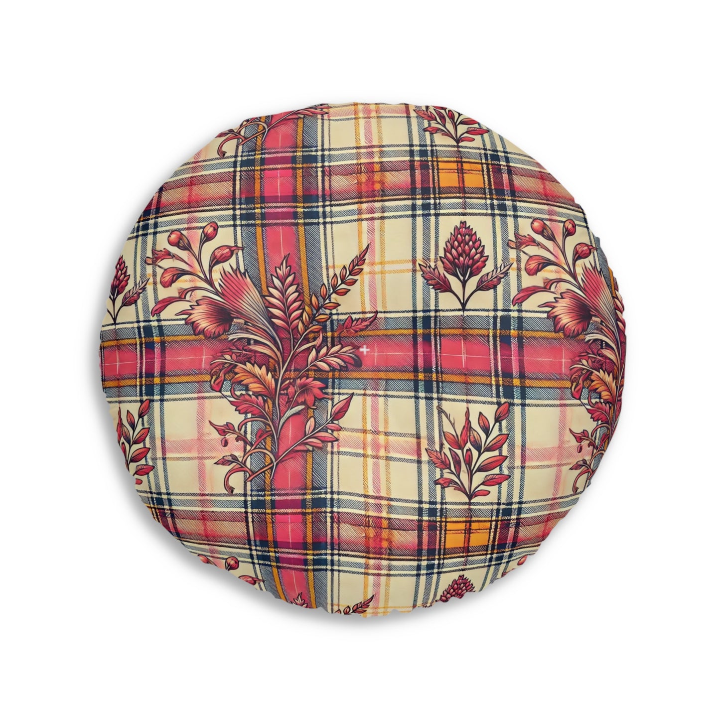Round Floor Pillow - PrairieSpirits Boho Plaid Collection