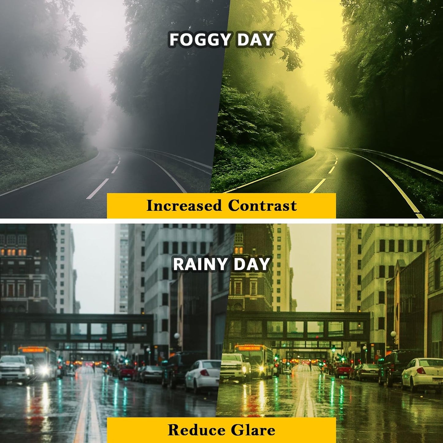 2 Pack Night Vision Glasses for Women Men, Polarized Night Driving Glasses Anti-Glare and Enhance Vision at Night 1851