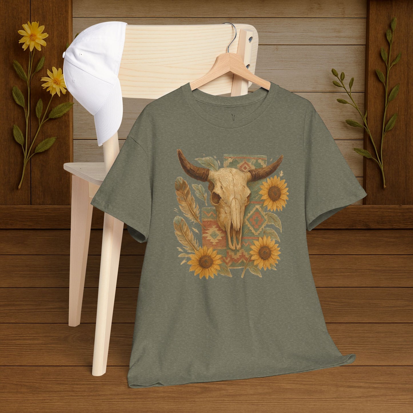 Boho Floral Tee - Unisex Heavy Cotton