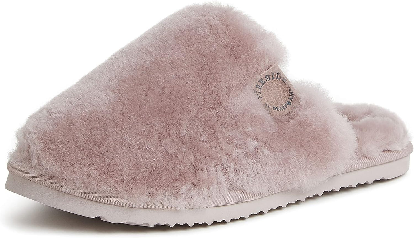 Womens Shelly Beach All over Genuine Shearling Easy On/Off Scuff