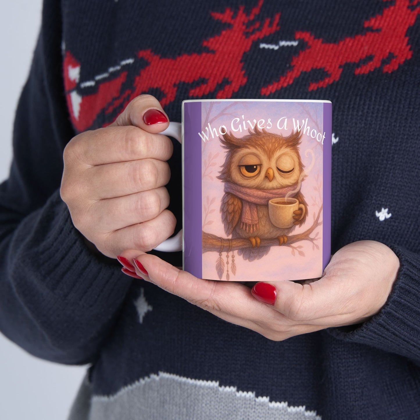 Whimsical Owl Ceramic Mug - 'Who Gives a Hoot?' Design (11oz, 15oz)