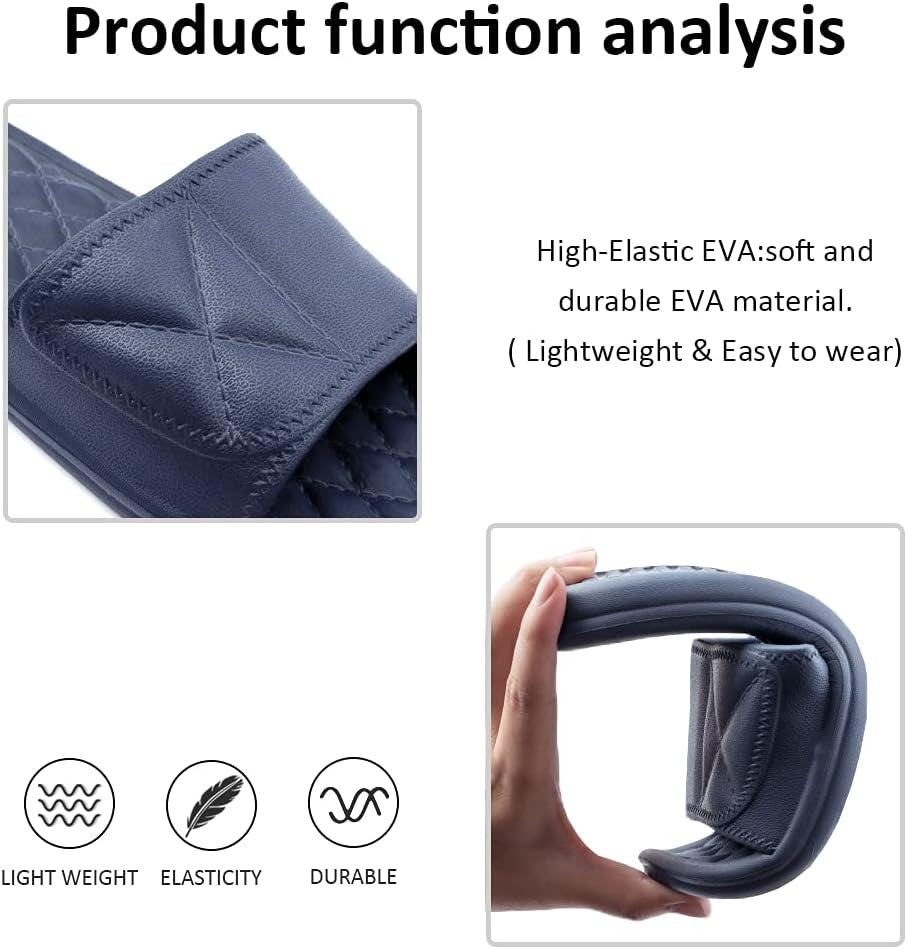 Bathroom Slippers for Women and Men Portable Quick Drying Non-Slip Pool Beach Spa Shower Slippers House Slide Sandals Indoor and Outdoor Unisex Shoes, A-Blue 9.5-10.5 Women/8-9 Men