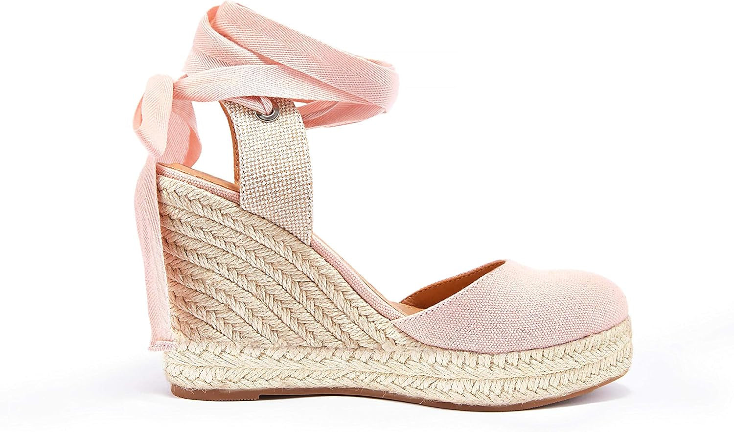 Women'S Espadrille Wedge Sandals Closed Toe Lace up Platform Ankle Wrap Summer Casual Shoes