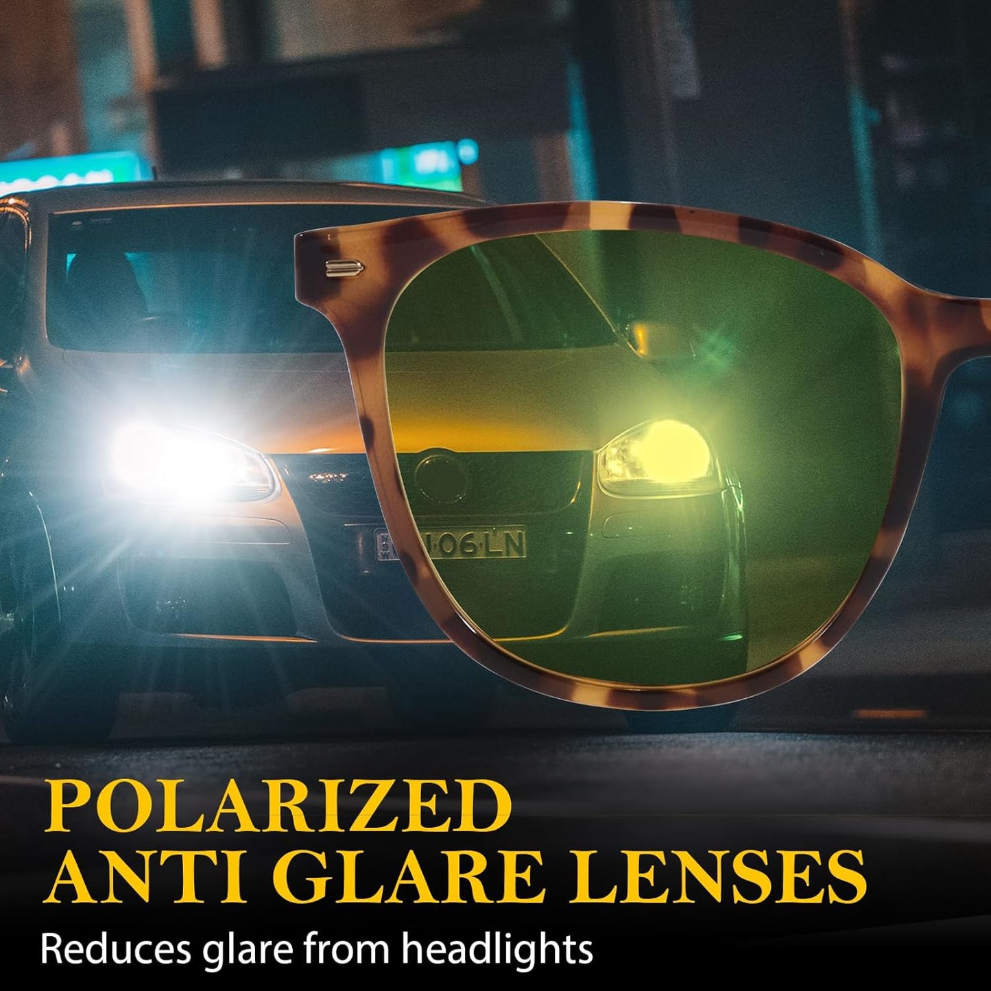 2 Pack Night Vision Glasses for Women Men, Polarized Night Driving Glasses Anti-Glare and Enhance Vision at Night 1851