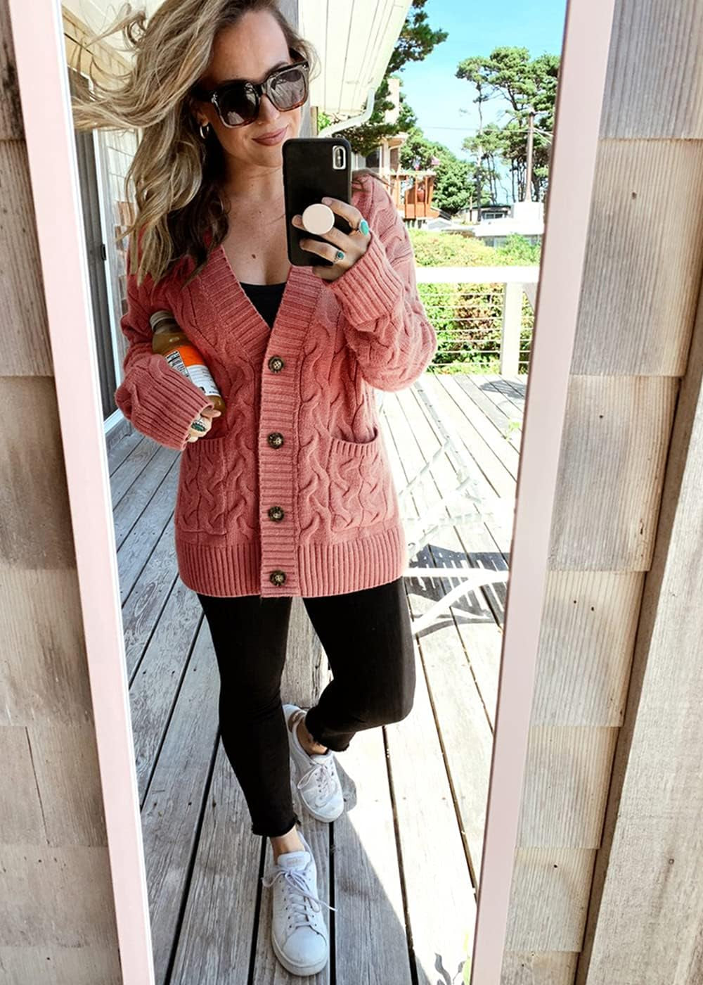 Women'S Open Front Cardigan Sweaters Fall Fashion Button down Cable Knit Chunky Winter Clothing Outerwear Coats