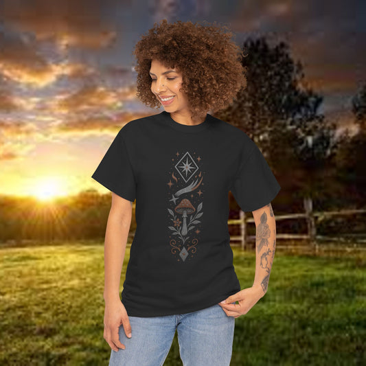 Boho Tee - Stardust Bloom, Portal of the Shroom Design