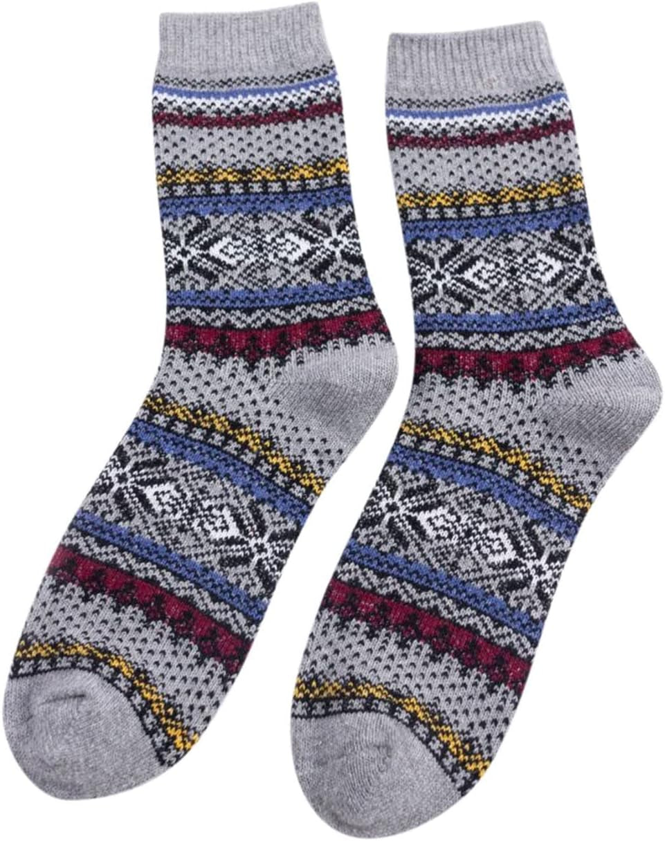 5 Pairs Winter Womens Wool Socks - Warm Thick Knit Soft Cozy Crew Socks Christmas Gift Socks for Women Vintage Casual Socks