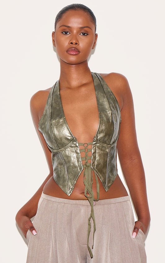 https://cdn-img.prettylittlething.com/8/7/9/d/879d8678765f544849756a5c3be6a5c7ba4ef406_CNB1617_1_dark_green_washed_faux_leather_lace_up_plunge_halterneck_top.jpg