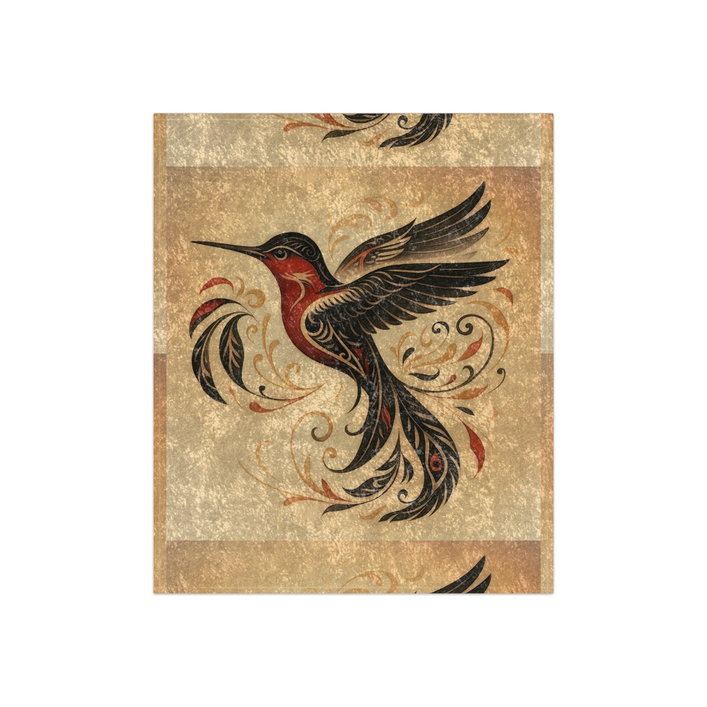 Crushed Velvet Blanket - Gold Hummingbird