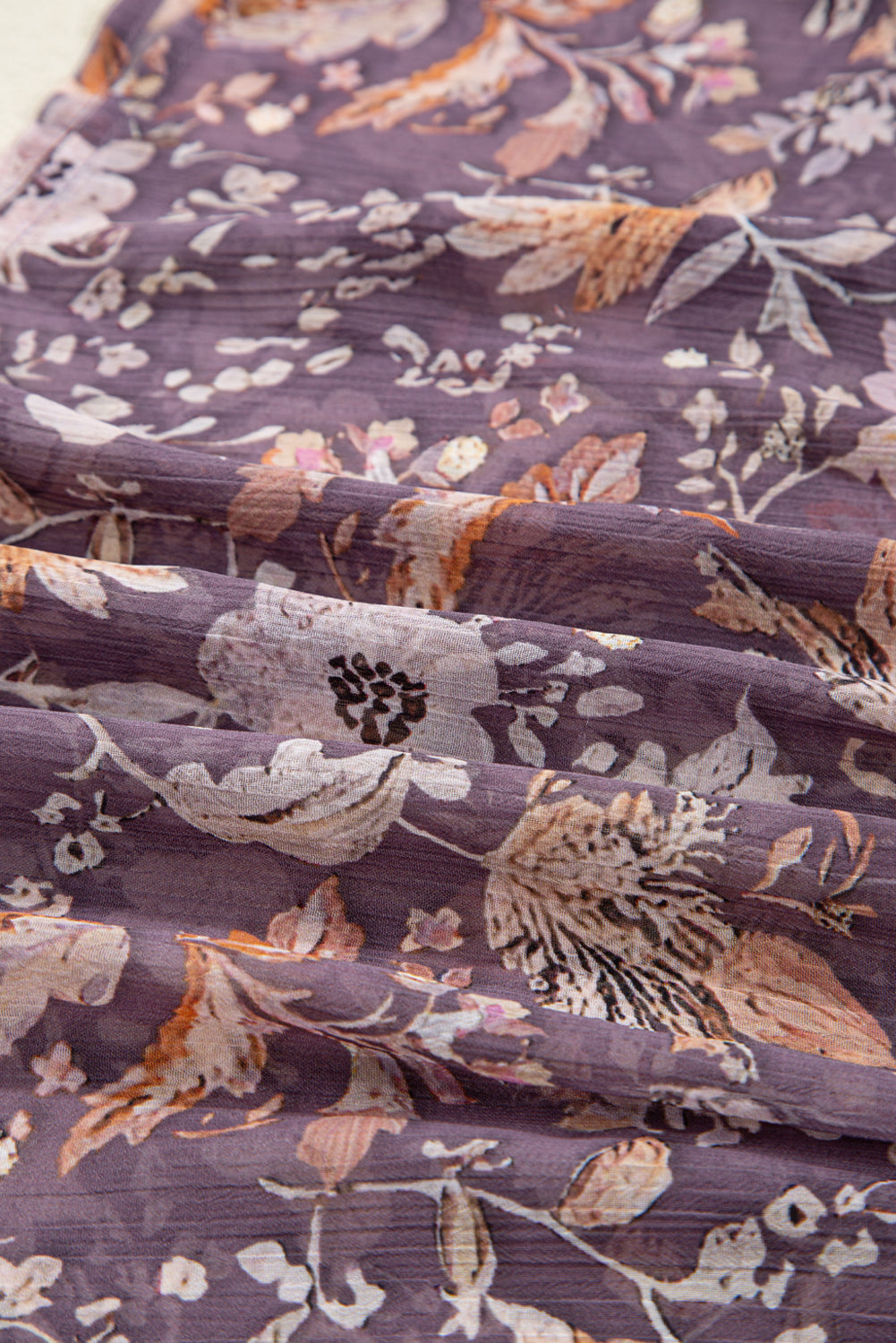 Blue Boho Floral Print 3/4 Sleeve Babydoll Blouse