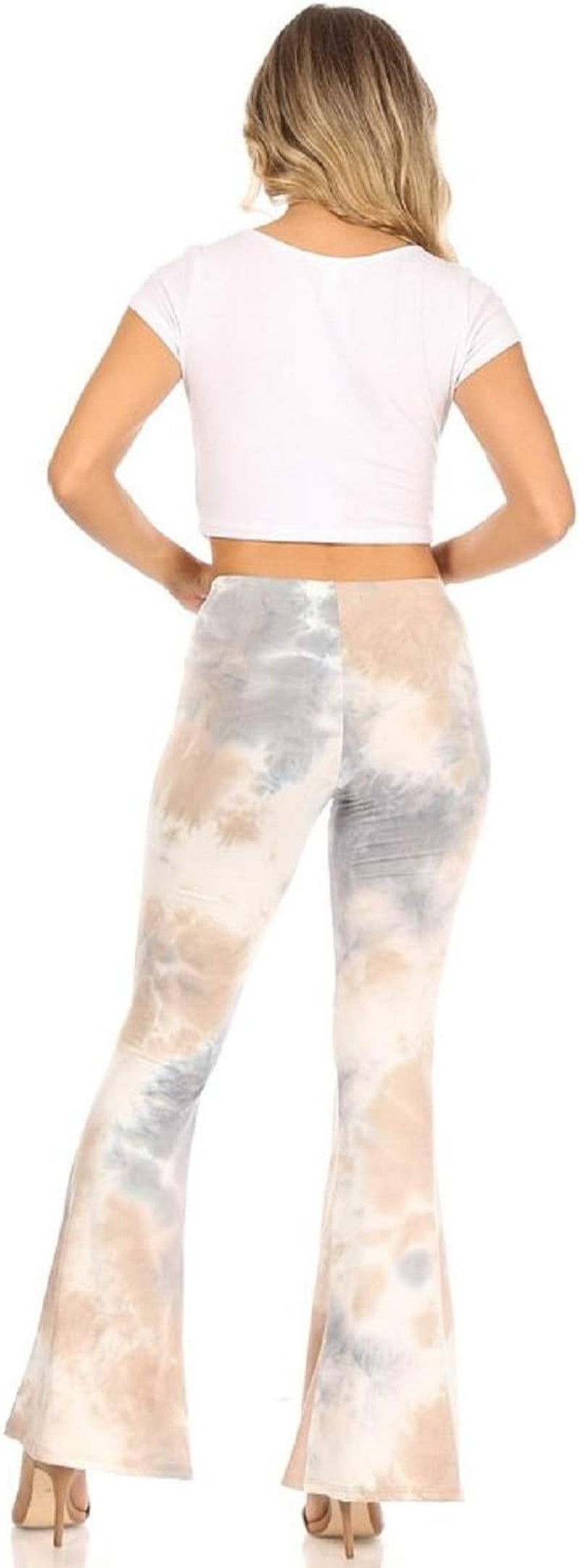 Boho Flare Pants, Elastic Waist, Wide Leg Pants for Women, Solid & Printed, Stretchy and Soft