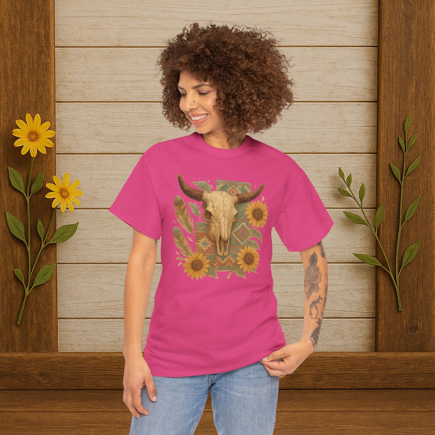 Boho Floral Tee - Unisex Heavy Cotton