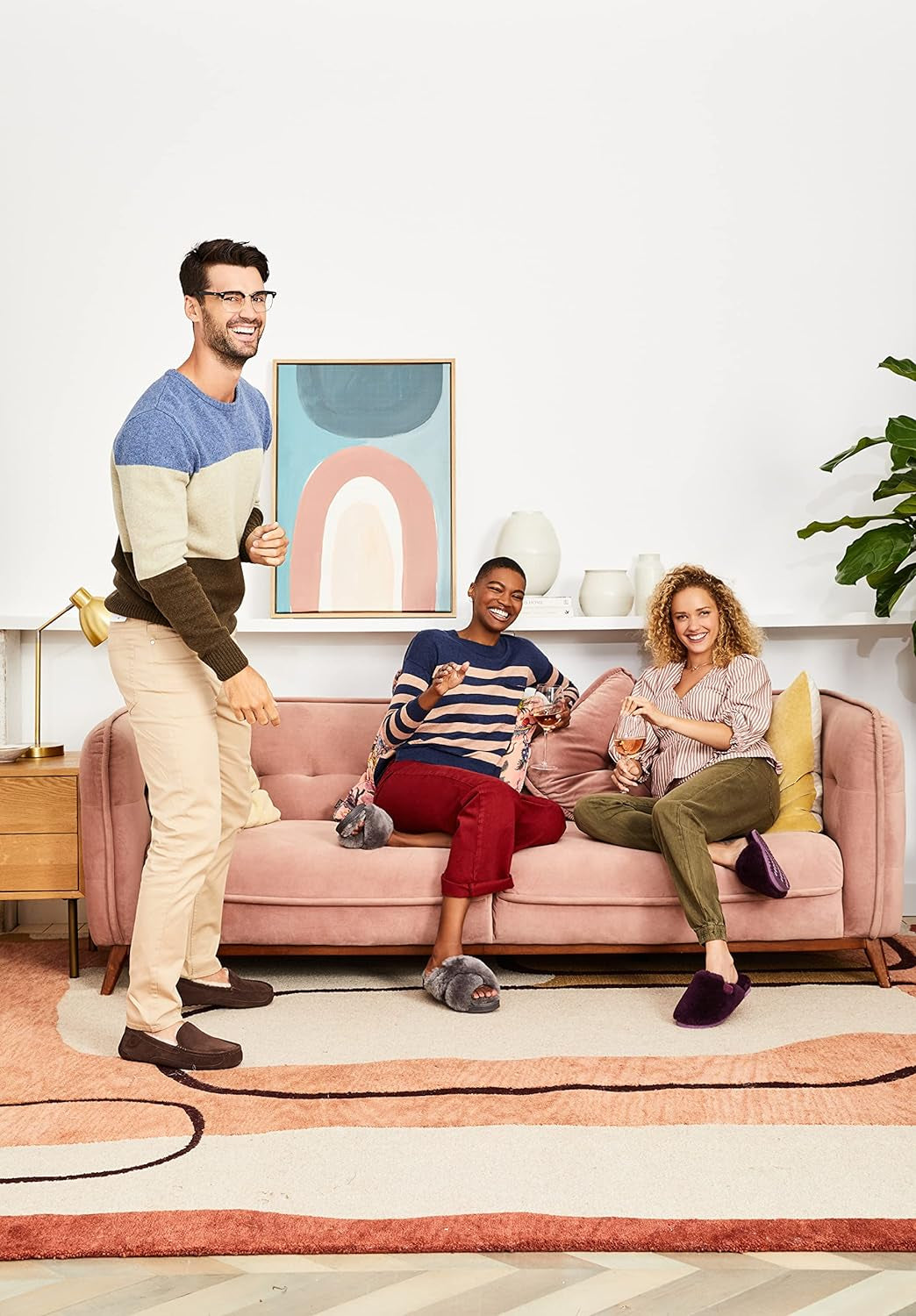 Womens Shelly Beach All over Genuine Shearling Easy On/Off Scuff