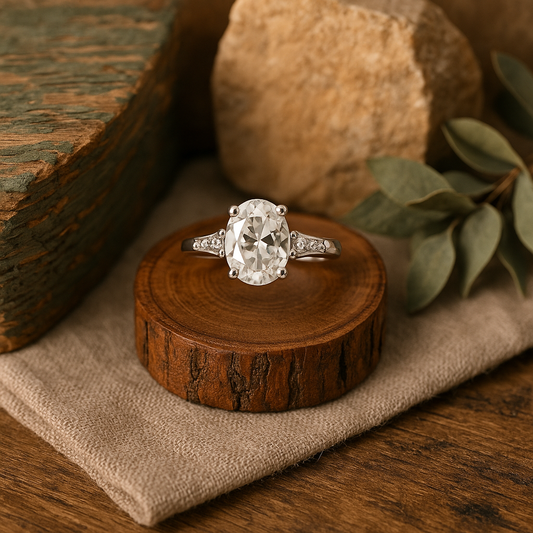 PRIMROSE Sterling Silver Oval Cubic Zirconia Ring