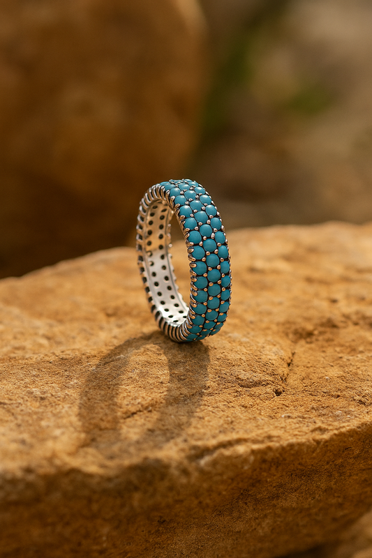 MODIAN Boho Turquoise Decor Sterling Silver Ring