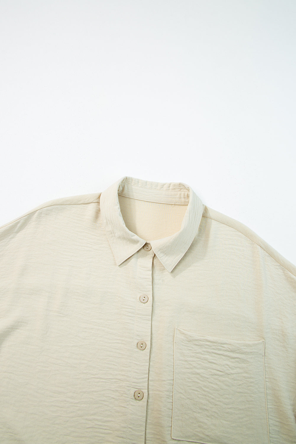 Beige Crinkle Pocket Half Sleeve Shirt