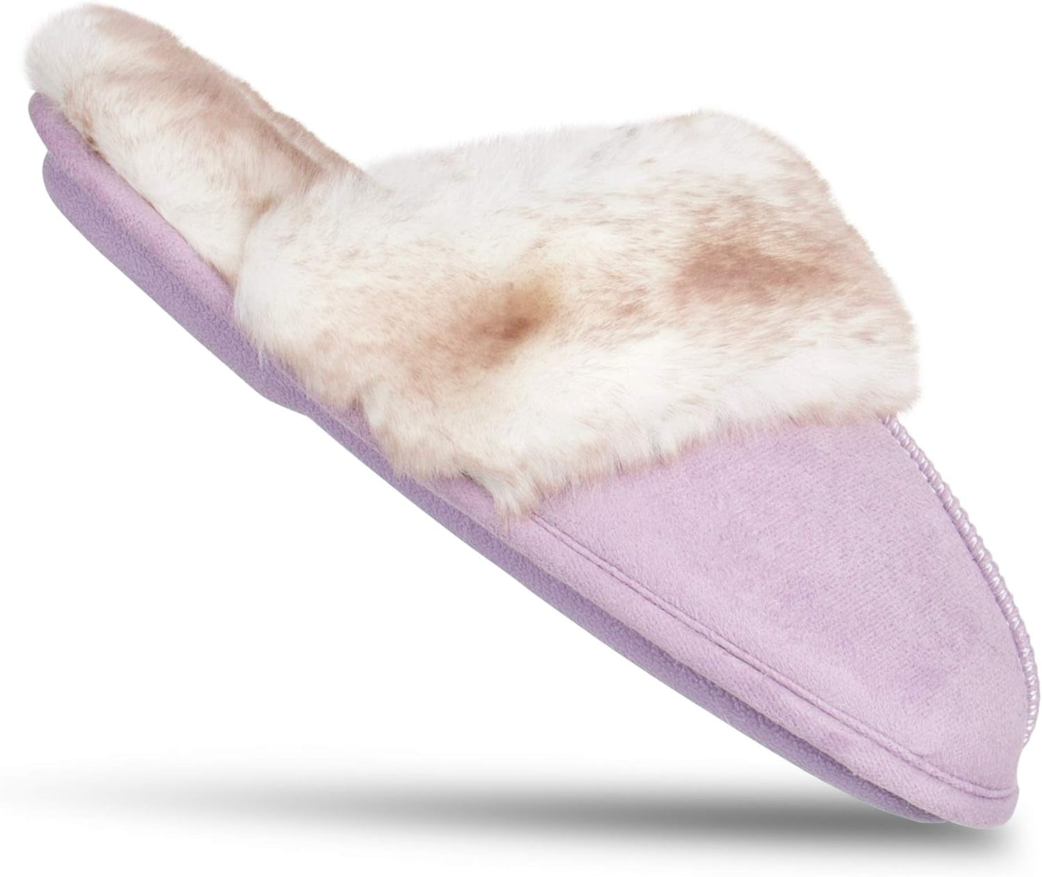 Womens Comfy Faux Fur House Slipper Scuff Memory Foam Slip on Anti-Skid Soleslipper