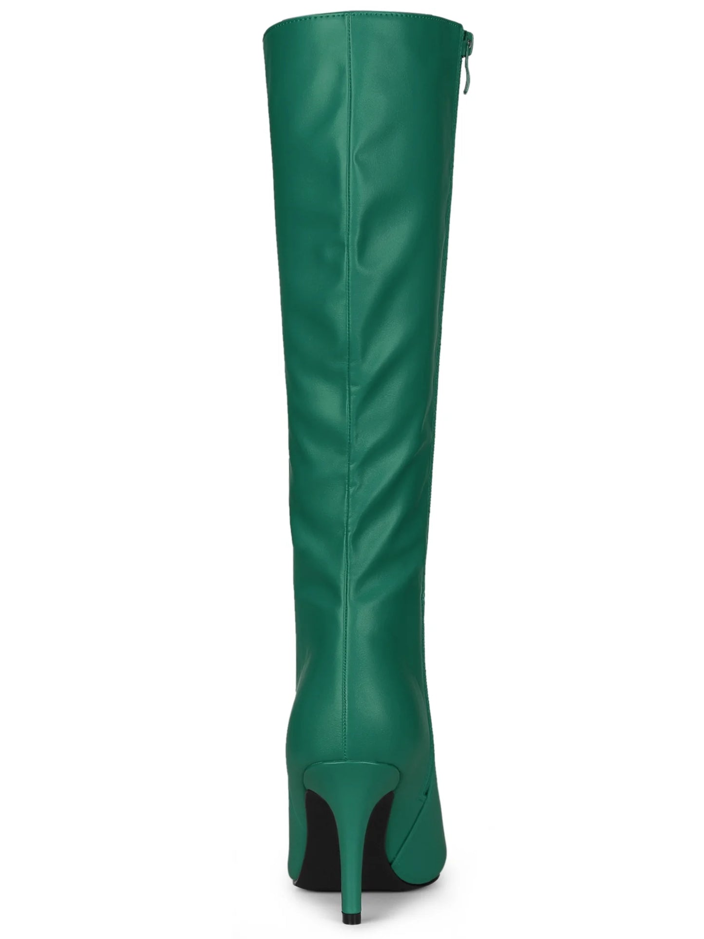 Women'S Boot Pointed Toe Side Zipper Stiletto Heel Knee High Boots Dark Green 8