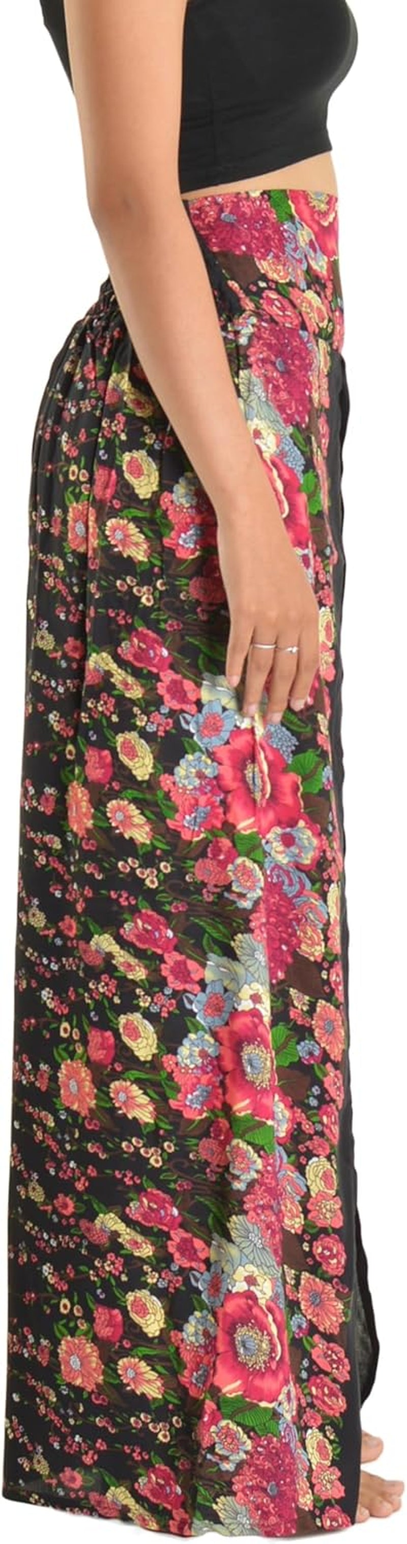 Womens Palazzo Slit Leg Wide Leg Wrap Pants Casual Beach Boho Hippie Bohemian Pilates Flowy Pants Sizes 2-18