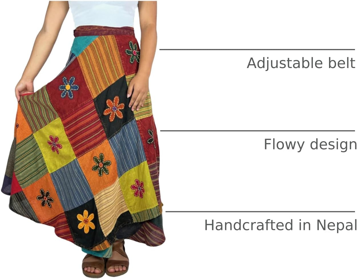 2025 Boho Tie Dye Winter Maxi Skirts for Women – High Waisted Wrap Cover up Patched Long Skirts for Women