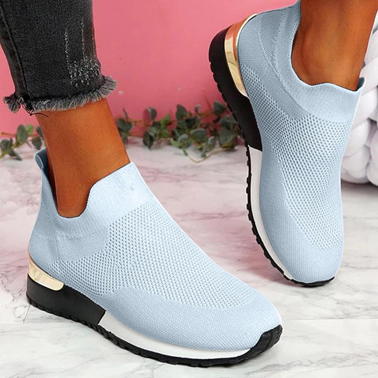 , Women'S Play Fashion Sneaker White Color Washed and Leopard Canvas Slip on Shoes