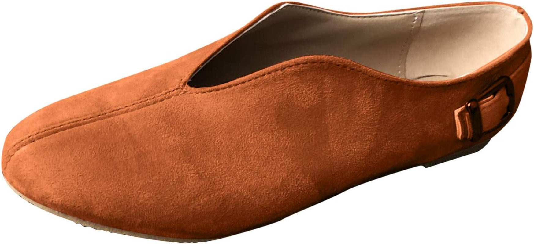 Women Pointed Toe Flats Comfy Suede Flat Shoes Solid Classic Soft Ballet Flat Slip-On Loafer Casual Daily Wear Brown