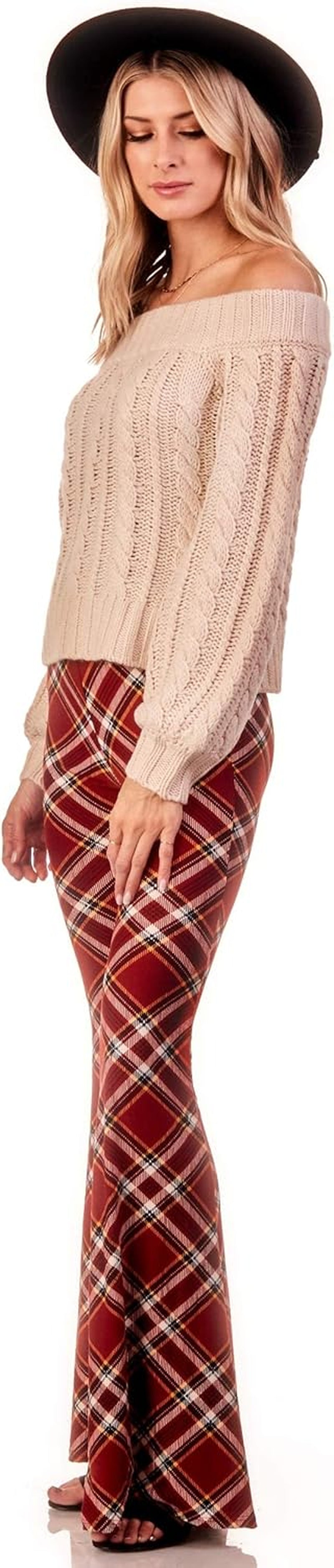 Boho Flare Pants, Elastic Waist, Wide Leg Pants for Women, Solid & Printed, Stretchy and Soft
