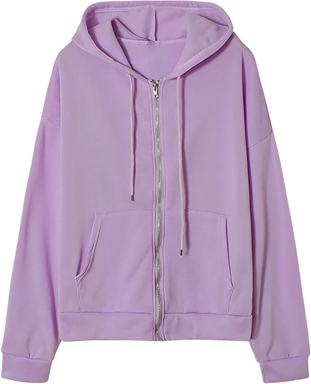 Womens Zip up Hoodie Coat, Winter Plush Long Sleeve Fuzzy Sweater Jacket Trendy Solid Color Comfy Oversized Outwear