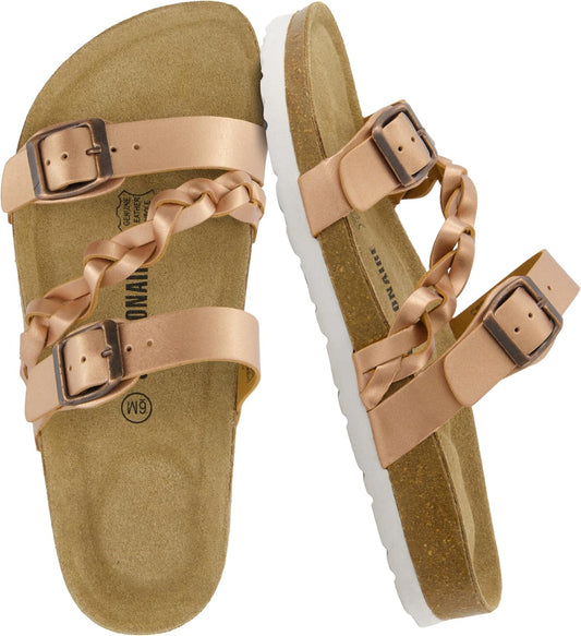Women'S Lizzy Cork Footbed Sandal - Comfortable, Adjustable Straps, Arch Support, Wide Widths Available, Boho Chic Summer Slides